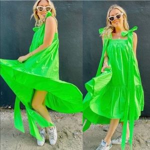 Christopher John Rogers for Target Green Tie Strap High-low Babydoll Dress S